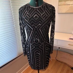 Black Sequin Shift Dress